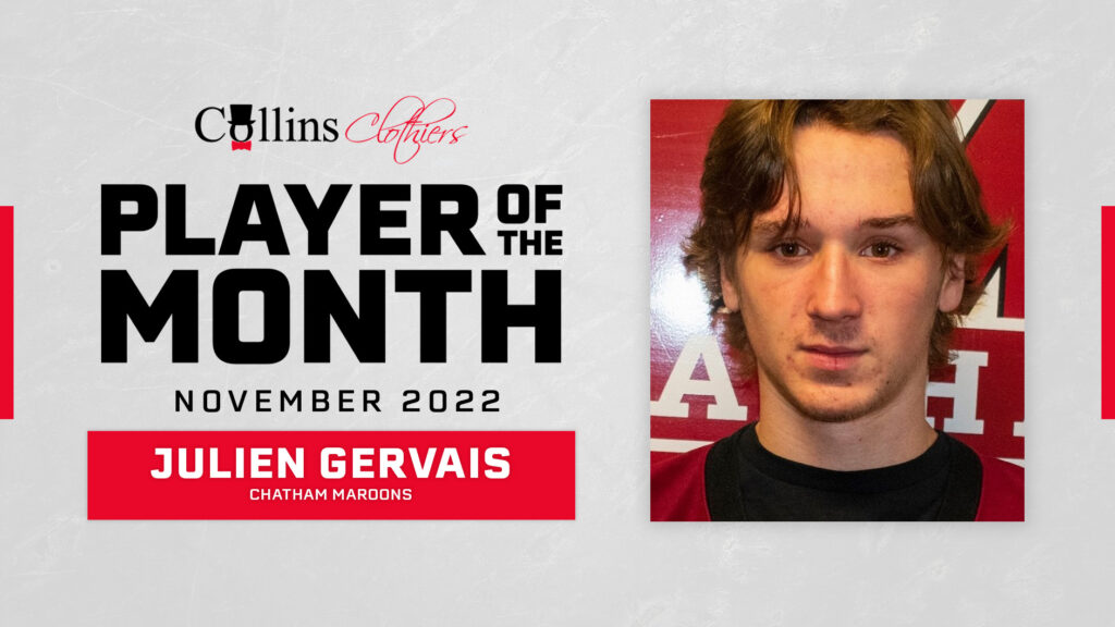 GOJHL Announces the Collins Clothiers Player of the Month Awards for November 2022